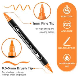 TANMIT 60 Colors Acrylic Paint Pens, Dual Tip Acrylic Paint Markers with Brush Tip and Fine Tip, Acrylic Pens for Rock Painting, Wood, Canvas, Stone, Glass, Ceramic,DIY Crafts Making Art Supplies