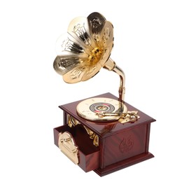 CORHAD Vintage Music Box Gramophone Wind-up Musical Ornament Retro Desk Decor for Women