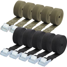 WOPPLXY 10 PCS Tie Down Straps, 25mmx3M Heavy Duty Tension Belts Adjustable, Green Black Ratchet Lashing Straps with Buckle for Cargo, Luggage,Trucks, Motorcycle