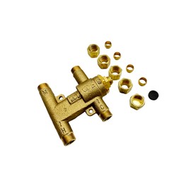 H.C. BT-T40LF-38 Under Counter Thermostatic Mixing Valve, 3/8 inches, Brass