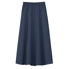 BABY O Girls Kids Basic Denim Jeans A-Line Ankle Length Maxi Skirt for 4 to 18 Years Old (Dark Blue, X-Large)