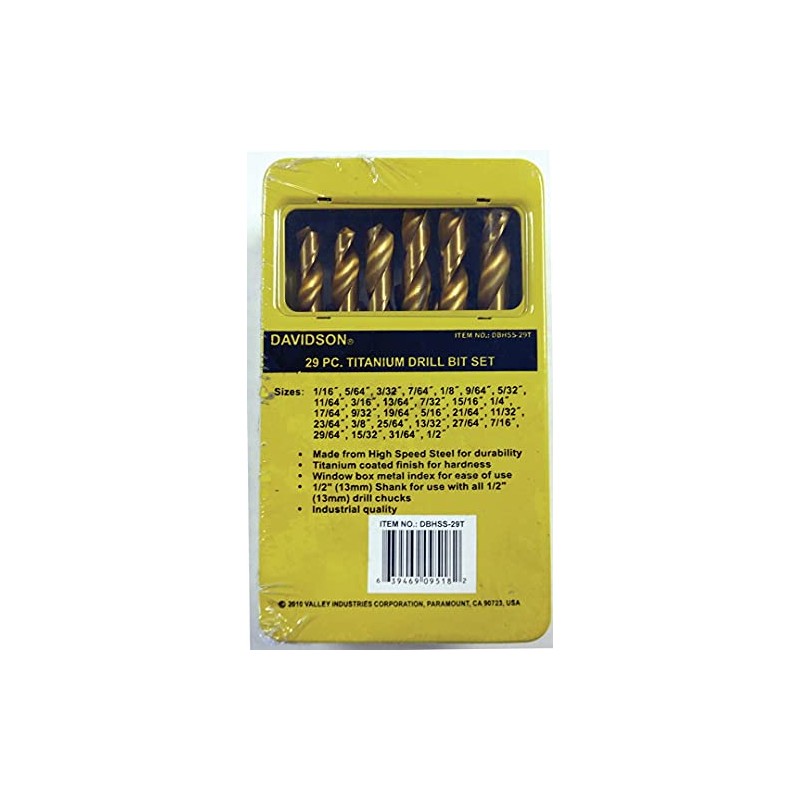 29 PC Titanium Coated HSS Drill Bit Set