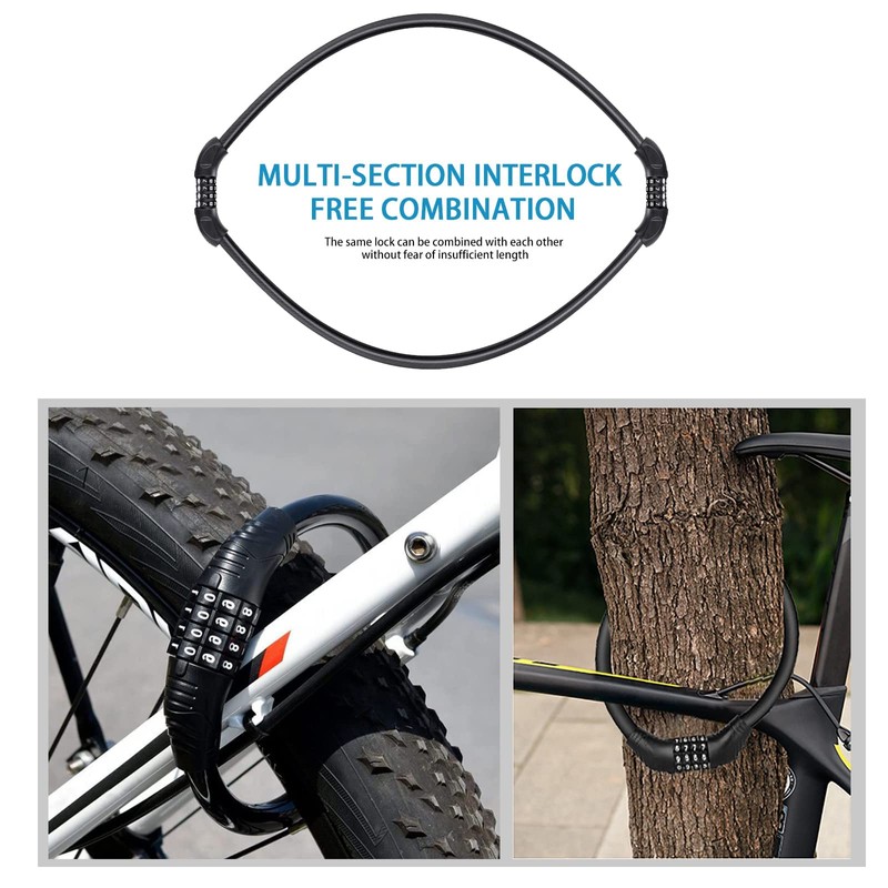 Bicycle Lock with Numbers, Small, 2 Pieces, Mini Cable Lock,