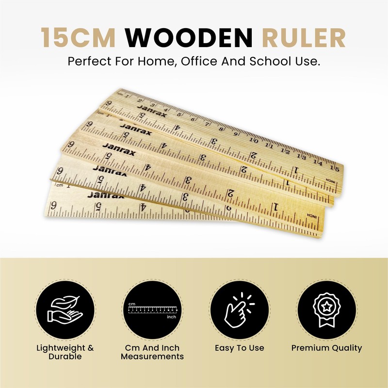 Pack of 4 15cm and 30cm Wooden Rulers
