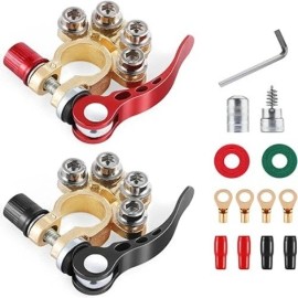SINGARO "4 Way Car Battery Terminal Connectors SAE JIS Type A Quick Release Gold Set "