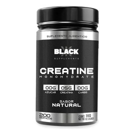 Creatina Monohidratada Black Supplements 1kg 200 Servicios Natural