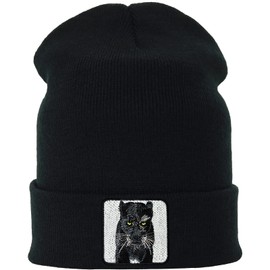 EXPRESS-STICKEREI Black Panther Beanie Outdoor Beanie hat with Embroidery | Outdoor Accessory for Running Sport Beanie Black