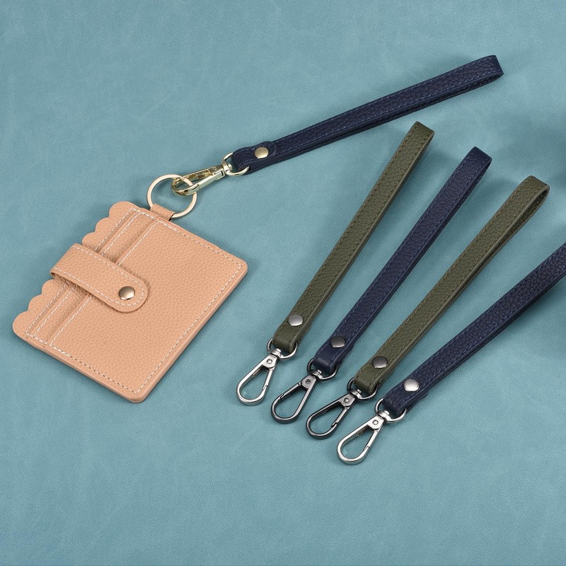 SUIKIHUM Leather Wristlet Strap, 20cm/7.87" Long KeyChain Hand Strap, Army