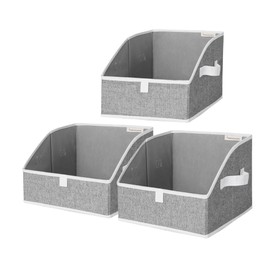 StorageWorks Closet Storage Bins, Trapezoid Storage Box for Shelves, Fabric Closet Bins and Organizing Baskets, Small, 3-Pack, Gray
