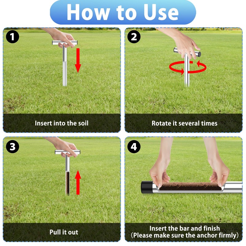 ForoGore 12 Inch Stainless Steel Soil Sampler Probe, T-Style Handle