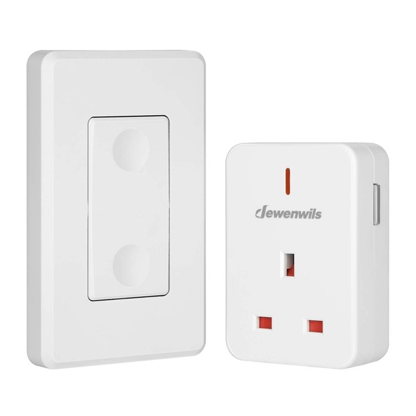 DEWENWILS Remote Control Plug Socket, 13A/3120W Heavy Duty Wireless Light Switch, 30m/100ft Long Range, Programmable, CE and RoHS Listed, 1 Pack Sockets and 1 Remote