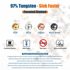 MUUNN 200pcs Tungsten Faceted Slotted Beads, Slotted Tungsten Beads Assortment for Fly Tying（3.5mm）