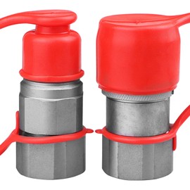 3/4" NPT Skid Steer Bobcat Kubota Flat Face Hydraulic Quick Connect Couplers/Couplings,The Hydraulic Quick Disconnect Couplings Interchange with 1/2" ISO 16028 Body + 3/4" NPT Thread