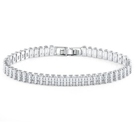 ASH'S CHOICE Silver Bracelet for Women, Sterling Silver Tennis Bracelets Crystal Rhinestone Diamond Zircon Bracelets Women Bracelets Bling Sparkle Bracelet for Women Lady Friendship Bracelet Jewelry