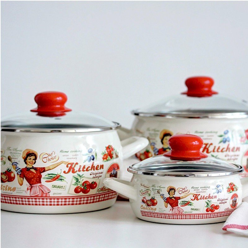 Enamel Casserole with Glass Lid (Retro Kitchen, 5.3-qt. (5 L))