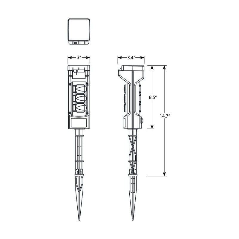 VOLT 120V Outdoor Power Stake with Timer, 6 Grounded Outlets