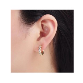 Gold-Filled 17mm Crystal Huggie Hoop Earrings - Hypoallergenic, Nickel-Free, Lead-Free, Everyday Sparkle