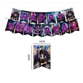 LANASPARTY WEDNESDAY ADDAMS cup plate birthday party supplies favor centerpiece decoration - Square Banner