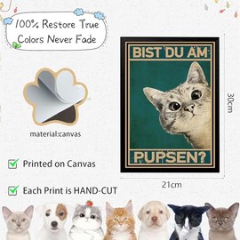 A4 Katze Bild Poster mit Rahmen Schwwarz, Bist du am Pupsen Badezimmer Bilder, Vintage Lustige Wanddekoration f√ºr Bad WC Toilette Klo G√§ste-WC