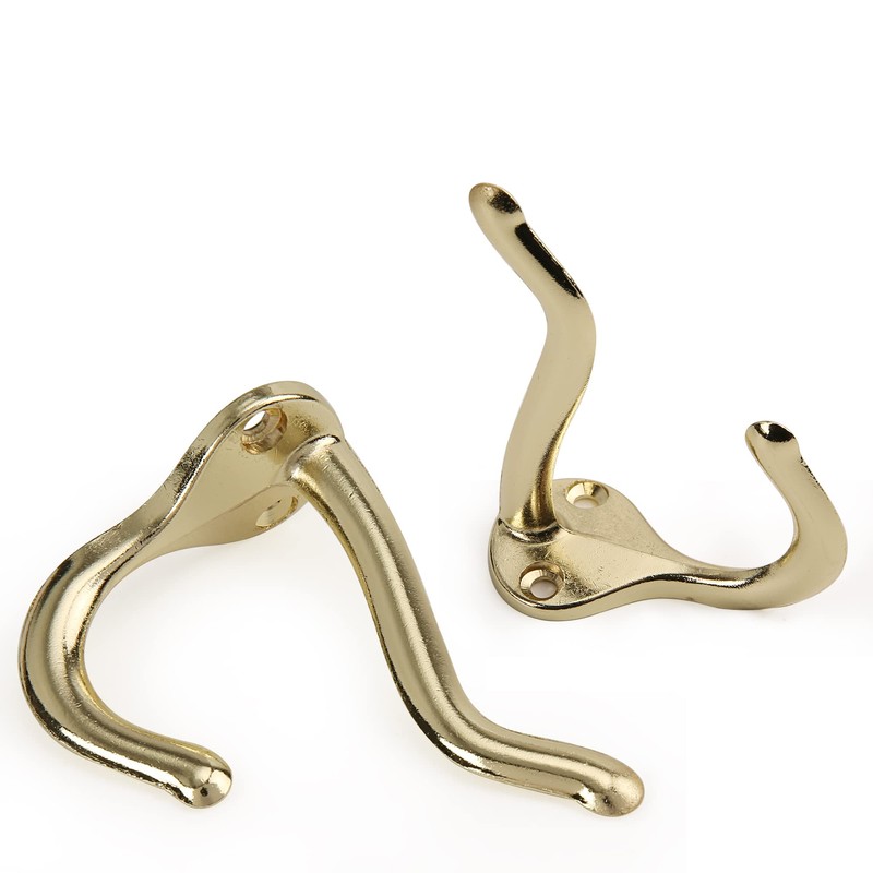 HASWARE 6 PCS Double Prong Robe Hook, Dual Coat Hooks