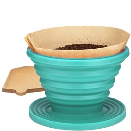 COLETTI Sierra Camping Pour Over Coffee Dripper — Collapsible Pour Over Coffee Dripper — Includes Pack of Paper Filters [Teal, Pack of 1]