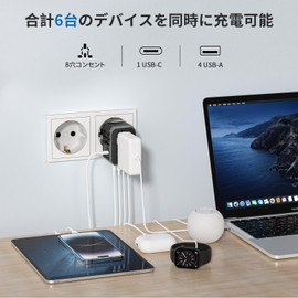 EPICKA International Conversion Plug, Worldwide Compatible, C/BF/O/A Type, Multi Conversion Plug, 1 USB-C and 4 USB-A Ports, Compatible with Countries like Europe, Korea, Australia, UK, US, China and