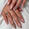 Mrltau Press On Nails Short, Leopard Print, French Nails, French