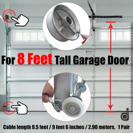 Blesseras 9 feet 6 inches Long Garage Door Cables for 8 ft. Tall Garage Door, Cable Length (9.5 ft / 114 inches / 2.9 Meters), 1 Pair