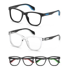HEEYYOK 3.0 Reading Glasses for Women large Readers For Womens Comfort Rubber Temple Round-Square frame Blue Blocking Cheaters Glasses Spring Hinge 4Pack