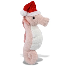 DolliBu Santa Rose Seahorse Stuffed Animal Plush Toy - Super Soft Sea Animal Dress Up with Red Santa Claus Hat, Cute Ocean Gift, Perfect Holiday with Name Personalization - 12 Inches