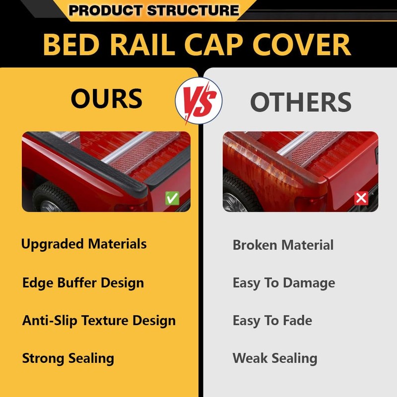 CNNELL Bed Rail Caps Stepside LH & RH Compatible with