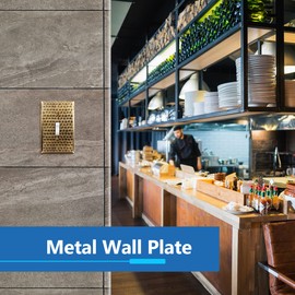 LIDER Toggle Light Switch Metal Wall Plate, Stainless Steel Switch Cover, Corrosion Resistant, Mid-Size 1-Gang 4.88" x 3.11", Stainless Steel, LMWP-11M-HAB, Hammered Antique Brass