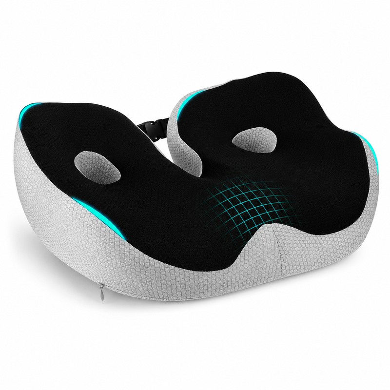 Memory Foam Seat Cushion for Long Sitting – Adjustable Coccyx