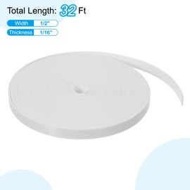 PATIKIL Weather Stripping Door Seal Strip, 1 Roll 1/2 Inch x 1/16 Inch x 32 Ft Self Adhesive Soundproof High Density Foam Tape Insulation for Door Window Air Conditioning, White