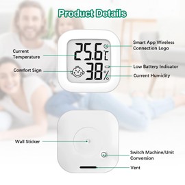 Thermometer Hygrometer Indoor High Precision Humidity Meter Thermometer Indoor -10°C ~ 70°C for Baby Room Living Room Office Greenhouse (6)