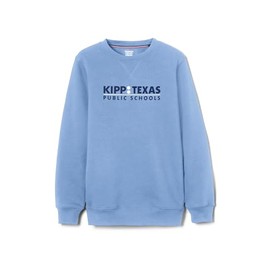 KIPP Texas Kids Youth Long Sleeve Crewneck Fleece Sweatshirt, Primary School Light Blue, 4-5