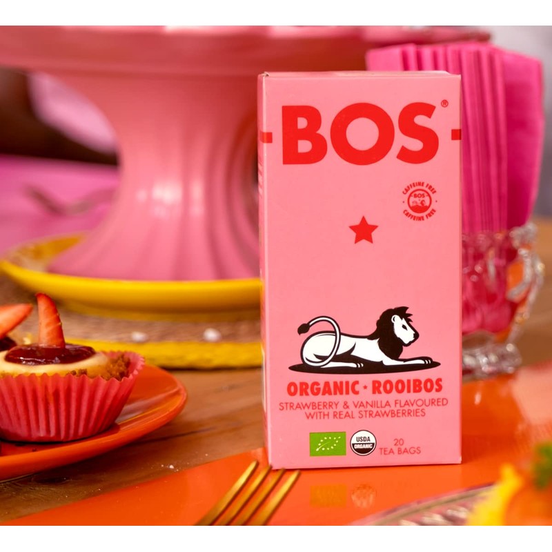 BOS Strawberry & Vanilla Flavoured Organic Rooibos Carton, 50 g,