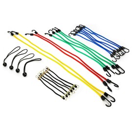 STP Bungee Cords with Hooks Set, 24 Heavy Duty Outdoor Bungee Cords, 2 x 40” in, 2 x 32” in, 4 x 24” in, 6 x 18” in, 6 x 10”, 4 x 8’inch Bungee Ball, UV Resistant Jacket, Extra Wide Anti-Scratch Hooks