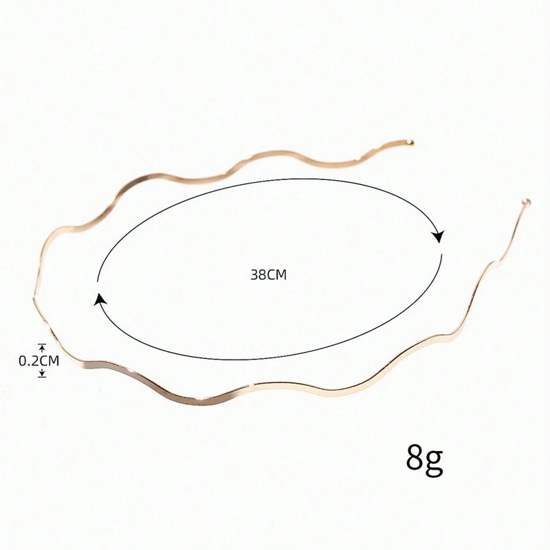 NORMAK Thin Simple Wave Gold Headband Painless, Gorgeous, Stylish, Korean