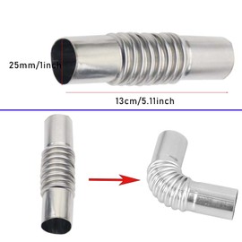 Stainless Steel Exhaust Pipe Angle Connector, 25 mm Exhaust Pipe Gas Vent Hose with Two Stainless Steel Clips for Eberspacher for Webasto Boat Heating Car Heating Parts