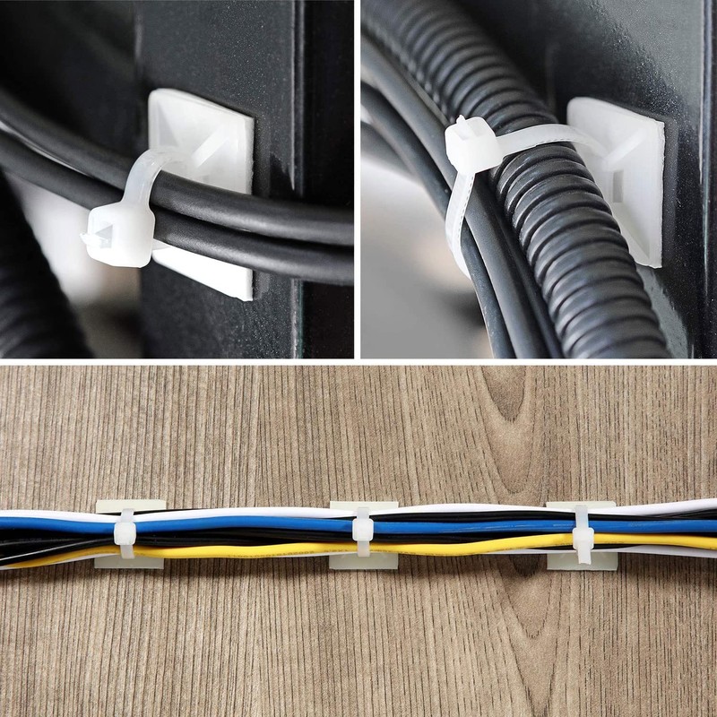 Strong Back-Glue Self Adhesive Cable Zip Tie Mounts Kit -