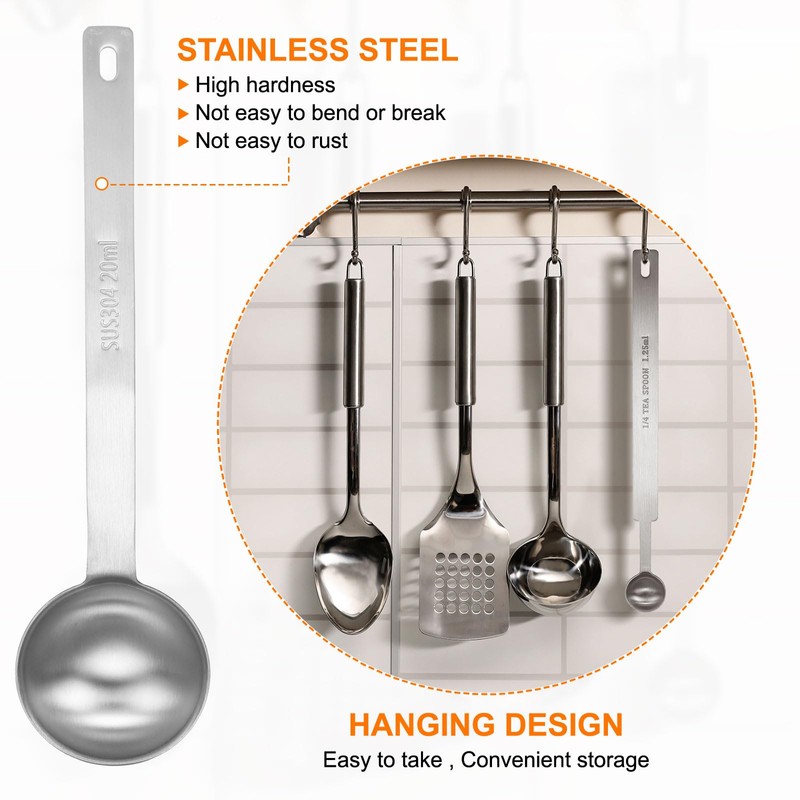 sourcing map 2pcs Single Measuring Spoon 4tsp (1-1/3tbsp, 20ml) Teaspoon/Tablespoon