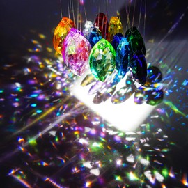 H&D HYALINE & DORA 12PCS 38mm Mutil-Colors Crystal Suncatcher Chandelier Prism,Glass Faceted Horse Eyes Suncatcher Window Hanging Decor