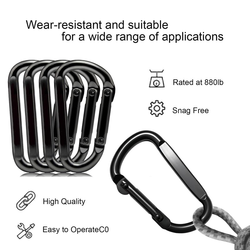 10 Pcs Heavy-Duty Carabiner, D-Shaped Spring Hook, Suitable for Camping,