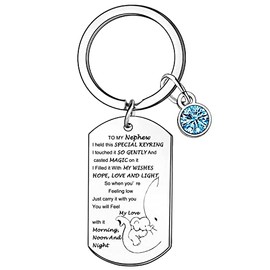 Hgreiwgk Nephew Keyring Nephew Gifts Birthday Christmas Valentine's Day Present from Auntie Uncle To My Nephew Keychain Graduation Gifts for Nephew Boys Elephant Family Keychain