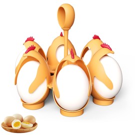 Silicone Egg Poached Egg Hard Boiled, Chicken Egg Holder Soft Boiled Eggs Molds Egg Poacher, Easy Clean Hard-Boiled Egg Maker Egg Boiler for Kid, Hold 6 Egg Boiled Egg Holder for Cooking, White