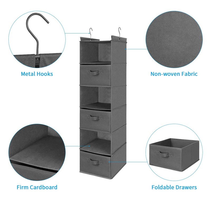 MAX Houser 6 Tier Shelf Hanging Closet Organizer, Closet Hanging
