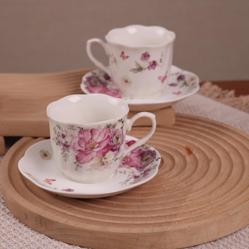 Guangyang 15pcs Porcelain Tea Sets 7 OZ Cups& Saucer Service