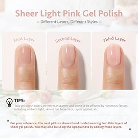 GAOY- Esmalte de uñas en gel rosa claro transparente, 16 ml, color blanco lechoso gelatinoso melocotón translúcido 1352, curado con luz ultravioleta