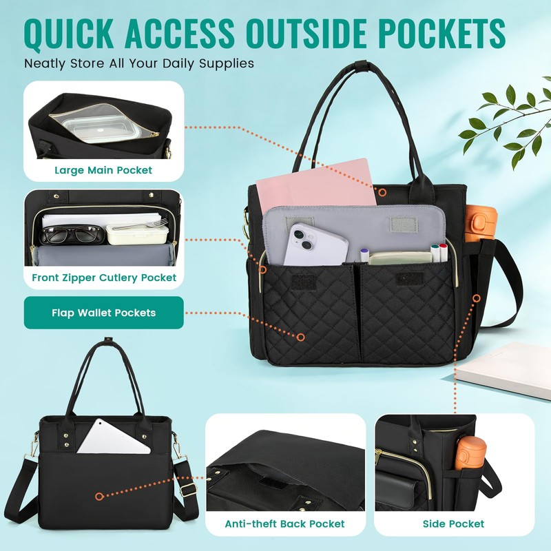 Large Insulated Lunch Bag for Women Men, Leakproof Lunch Cooler